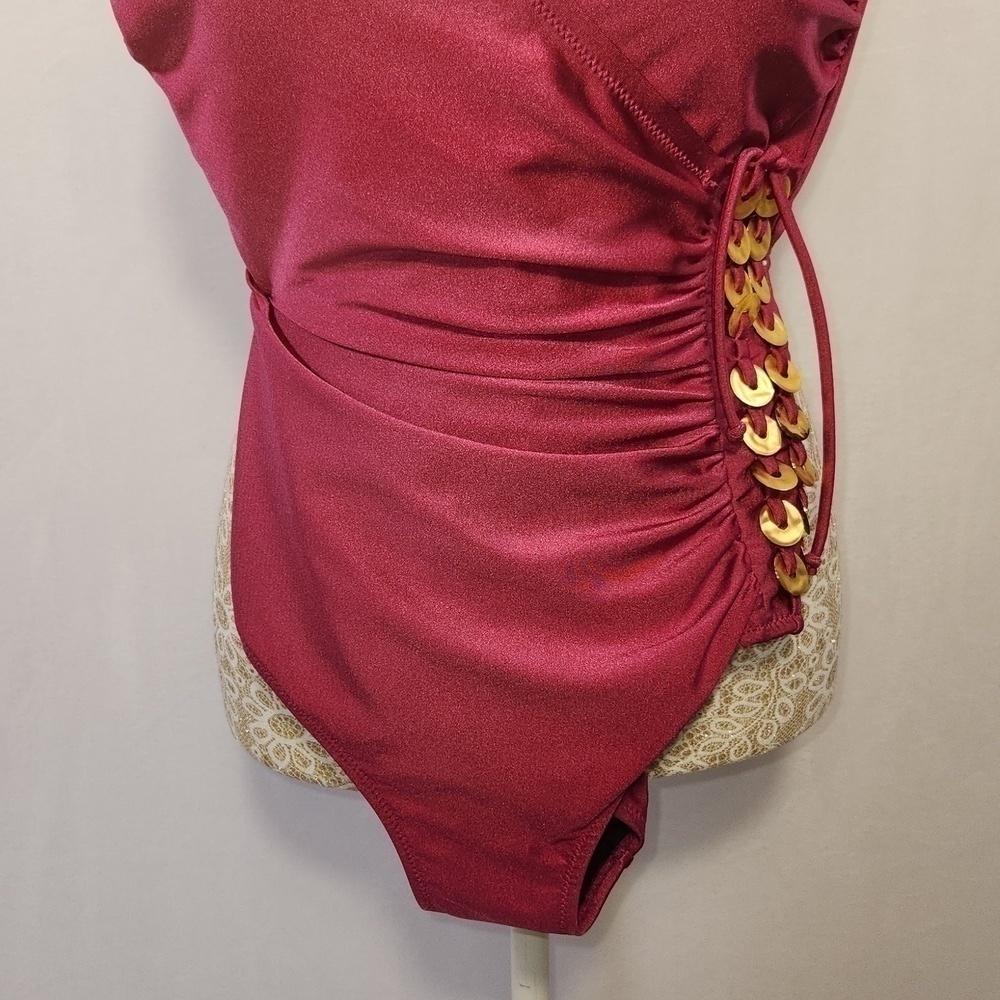 Gottex PINK Touch Surplice-Neck One Piece Barbiecore Swimsuit Size 8 - Picture 6 of 15